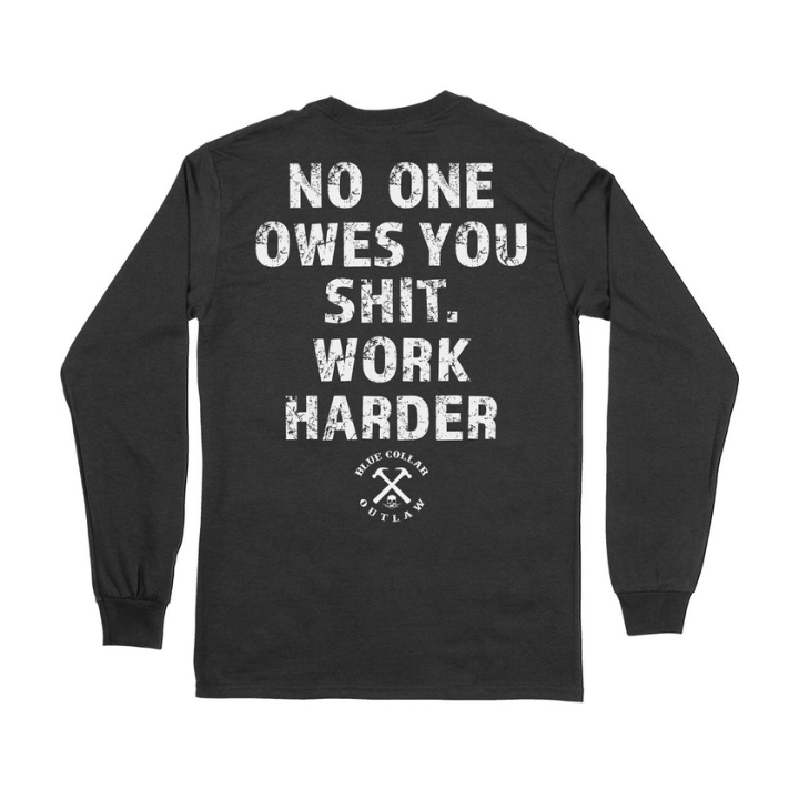 L/S WORK HARDER - BLK